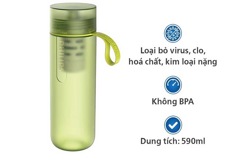 Bình lọc nước thể thao Philips AWP2722LIR/97 - Hàng chính hãng