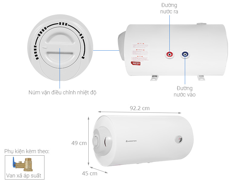 Bình nóng lạnh gián tiếp Ariston PRO R100L-H - Hàng chính hãng