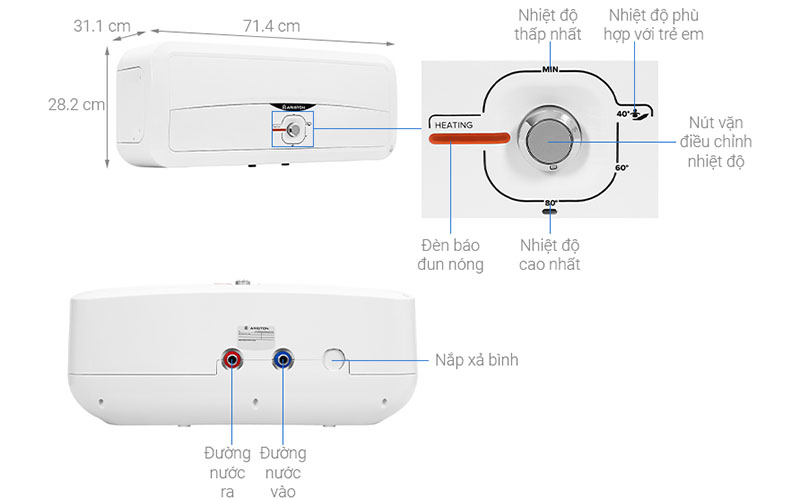 Bình nóng lạnh Ariston SL2 20 R 2.5 FE MT - Hàng chính hãng