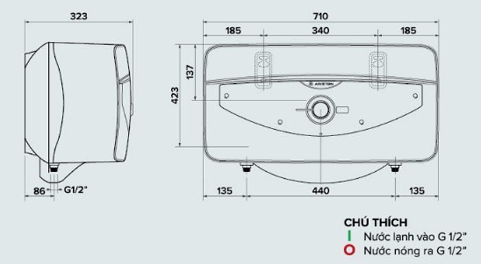 Máy tắm nước nóng lạnh Ariston SLIM 30B - Hàng chính hãng