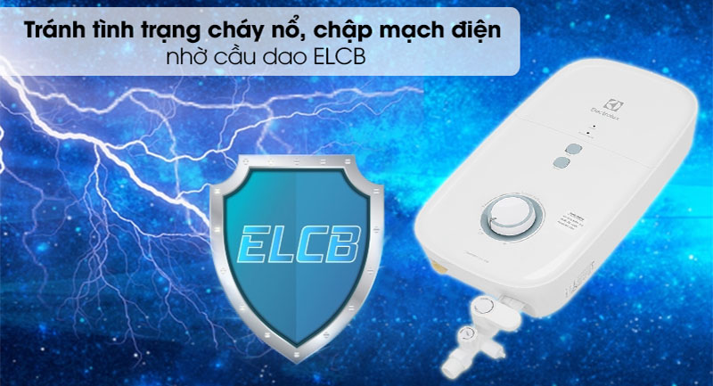 Tính năng chông rò rỉ điện ELCB Bình nóng lạnh Electrolux EWE451KX-DWB2