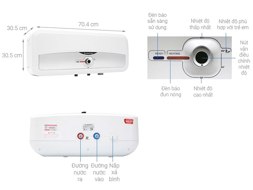 Bình nóng lạnh 20L Ariston SL2 20R - Hàng chính hãng