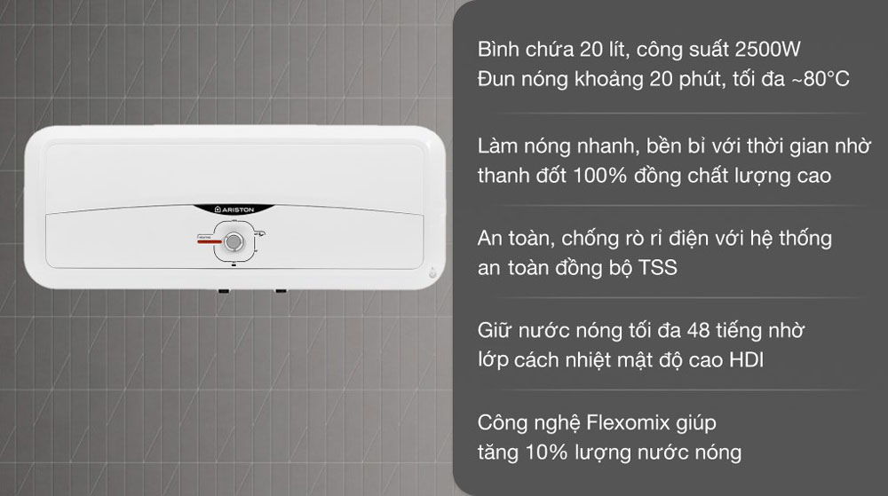 Bình nóng lạnh 20L Ariston SL2 20R - Hàng chính hãng