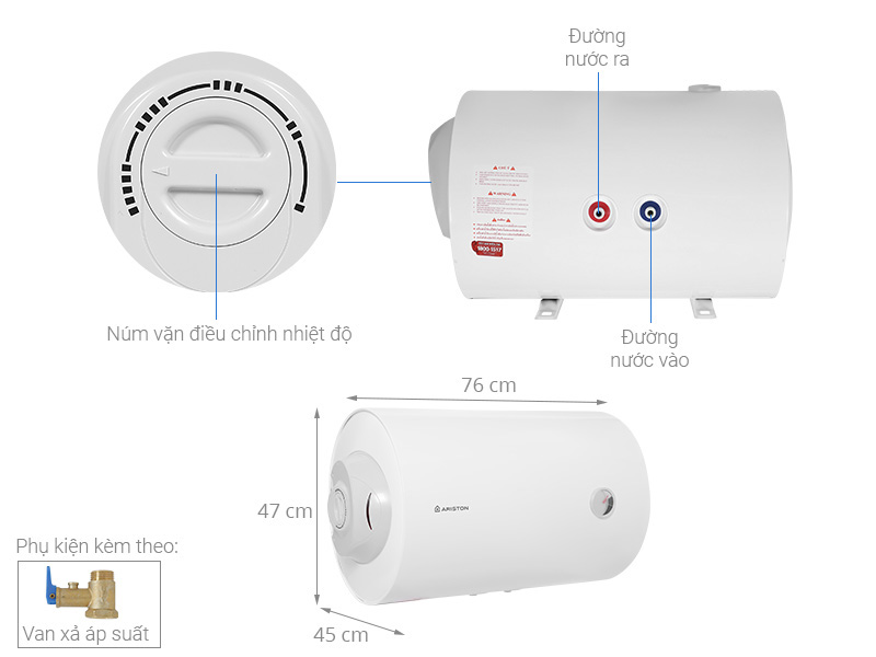 Bình nóng lạnh gián tiếp 80 lít Ariston PRO R80-H - Hàng chính hãng