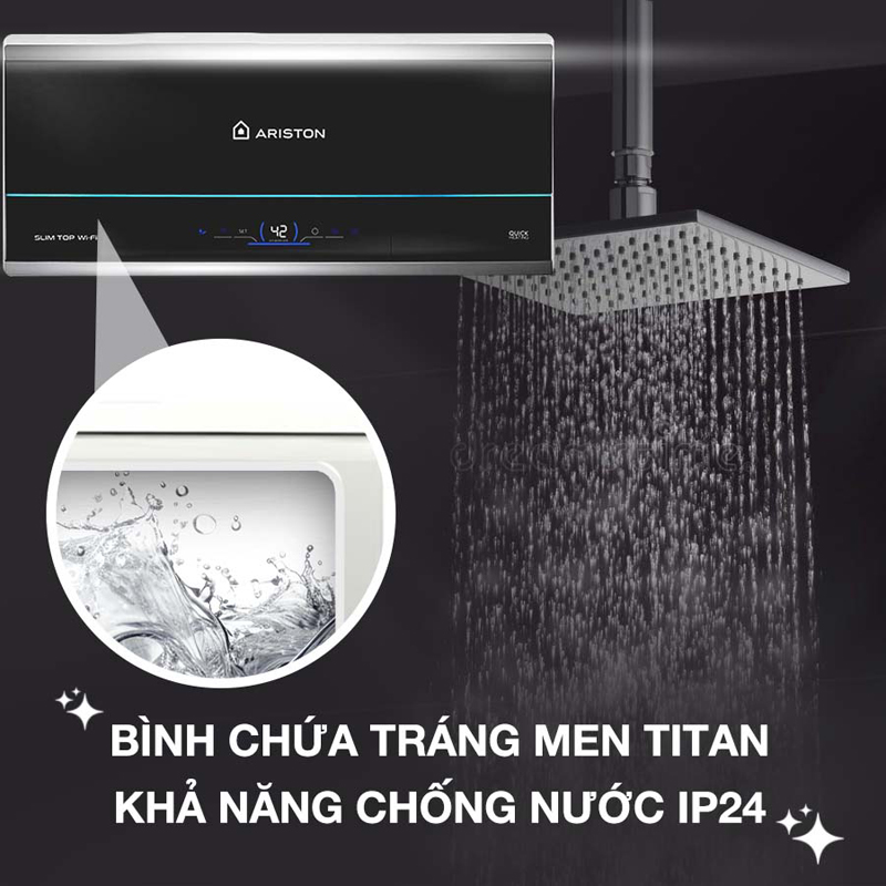 Bình nóng lạnh Ariston Slim3 SL3 30 TOP WIFI - Hàng chính hãng