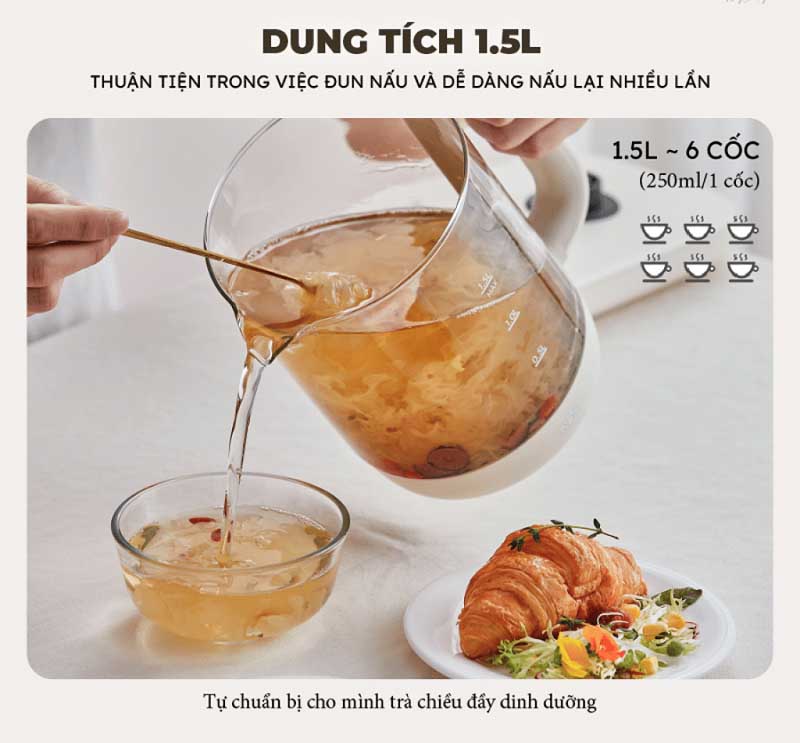 Bình pha trà giữ nhiệt Bear SB-PT15K (1.5L) - Hàng chính hãng