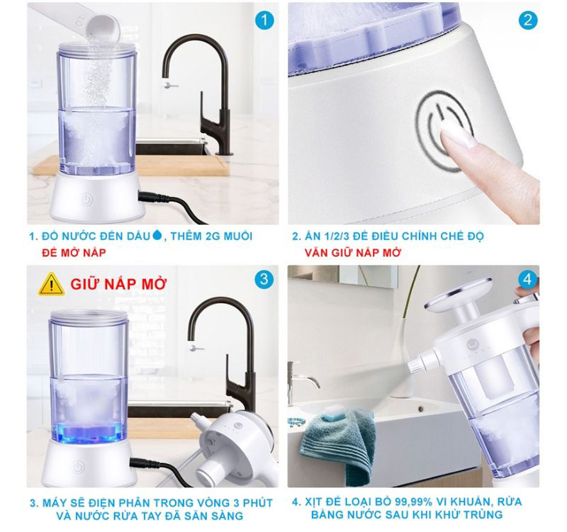 Hướng dẫn sử dụng bình điện phân phun sương diệt khuẩn Ultty SKJ-CRS01