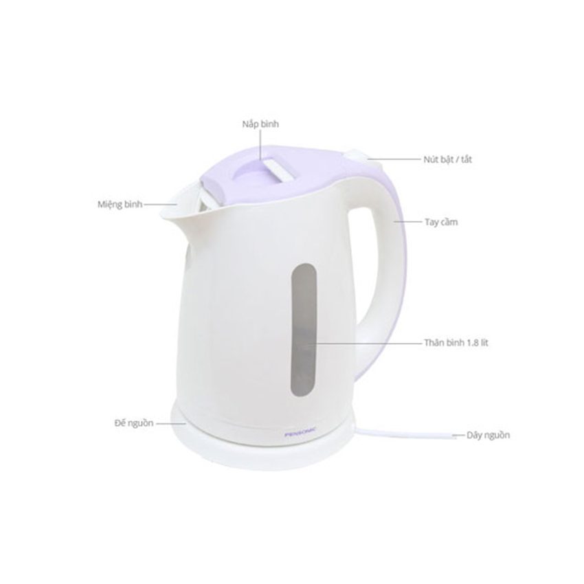 Chi tiết của bình đun siêu tốc Pensonic PAB-1701G