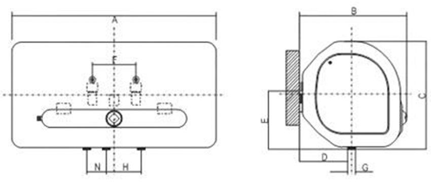 Kích thước của bình tắm nóng gián tiếp Ferroli QQ EVO 15L AE