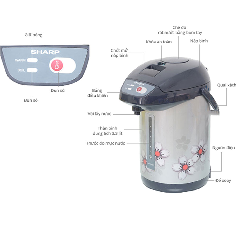 Bình thủy điện Sharp KP-Y33BTV - Hàng chính hãng