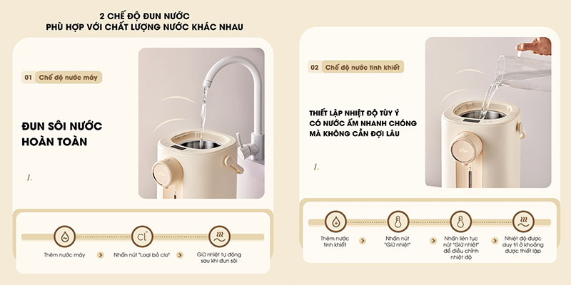 2 chế độ đun nước của Bình thủy điện Bear SB-BTD5L