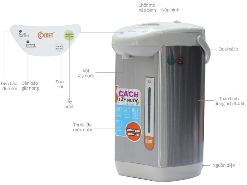 Bình thủy điện Comet CM3217 - Hàng chính hãng