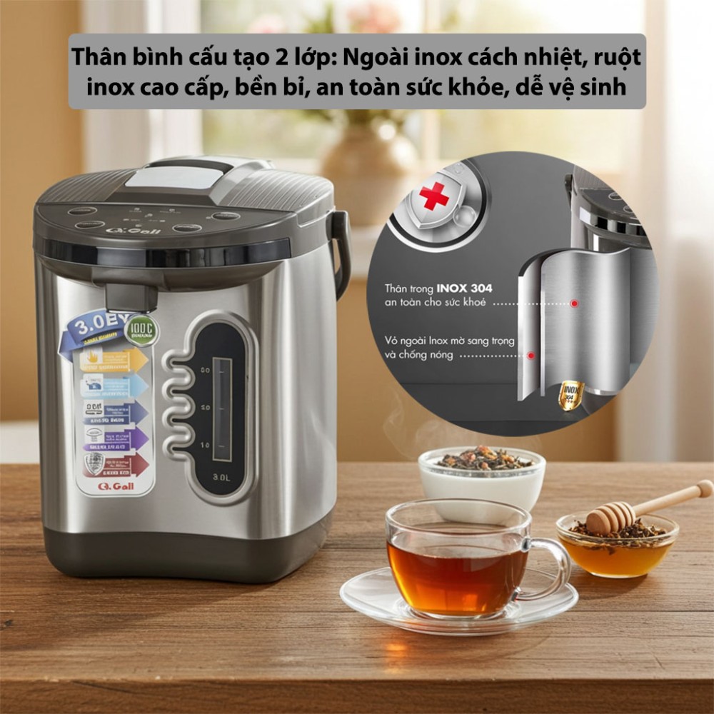 Bình thủy điện Gali GL-5030G chất liệu cấu tạo cao cấp, bền bỉ