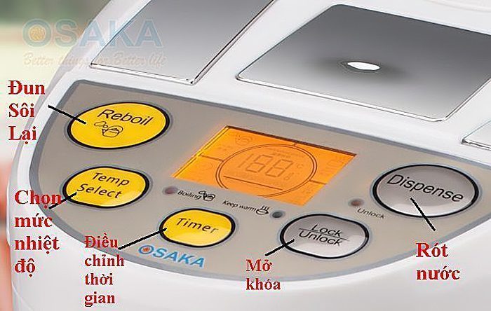 Nút điều khiển của bình thủy điện Osaka APE-403S