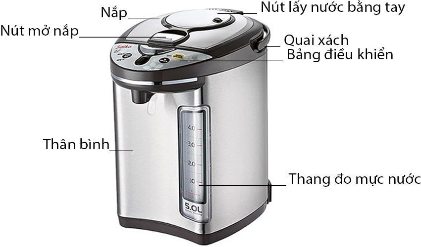 Cấu tạo của Bình thủy điện Saiko AP-500S