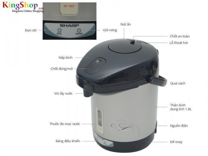 Bình thủy điện Sharp KP-19SV - Dung tích 1.8L - Hàng chính hãng