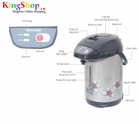 Bình thủy điện Sharp KP-Y33BTV - Dung tích 3.3L - Hàng chính hãng