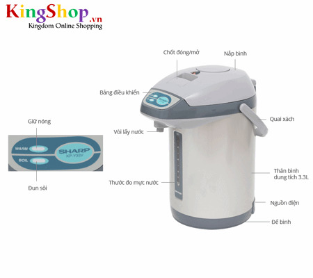 Bình thủy điện Sharp KP-Y33V - Dung tích 3.3L - Hàng chính hãng
