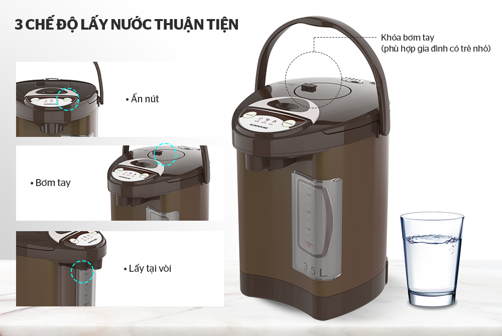Bình thủy điện Sunhouse SHD1535C 3.5 lít - Hàng chính hãng