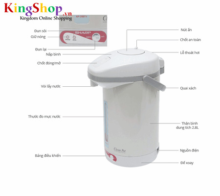 Bình thủy điện Sharp KP-31BTV - Dung tích 2.8L - Hàng chính hãng
