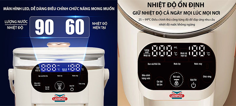 Bảng điều khiển của Bình thủy điện thông minh Ladomax HA-1630