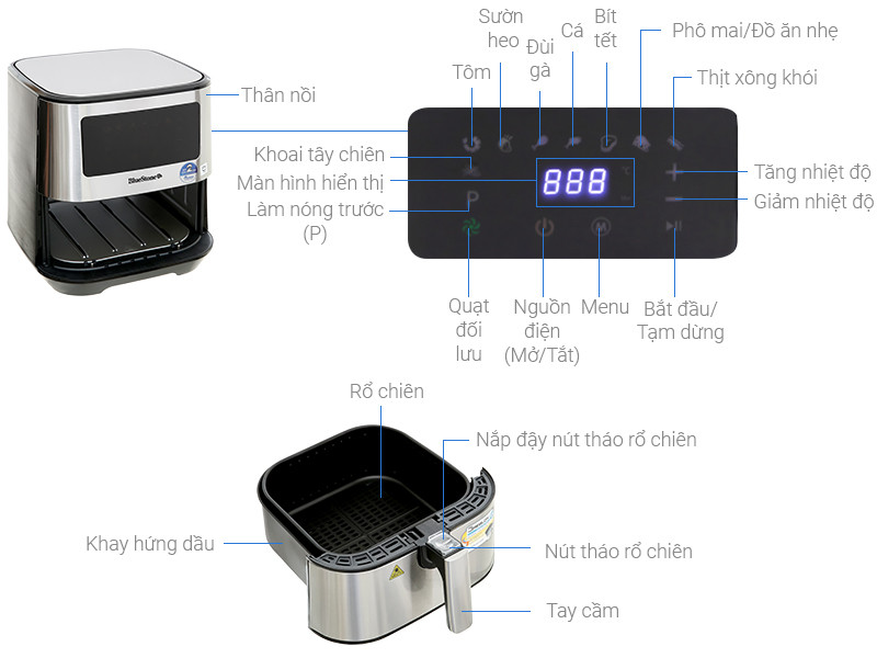Nồi chiên không dầu Bluestone AFB-5878 - Hàng chính hãng