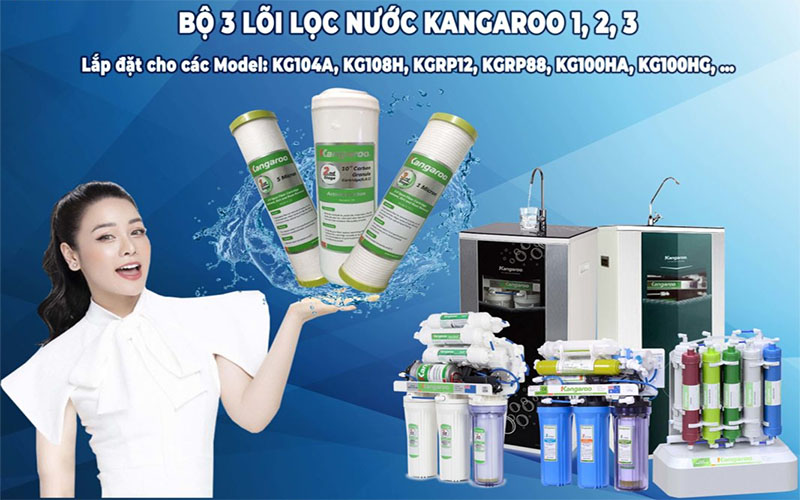 Bộ 3 lõi lọc nước Kangaroo 1,2,3 - Hàng chính hãng