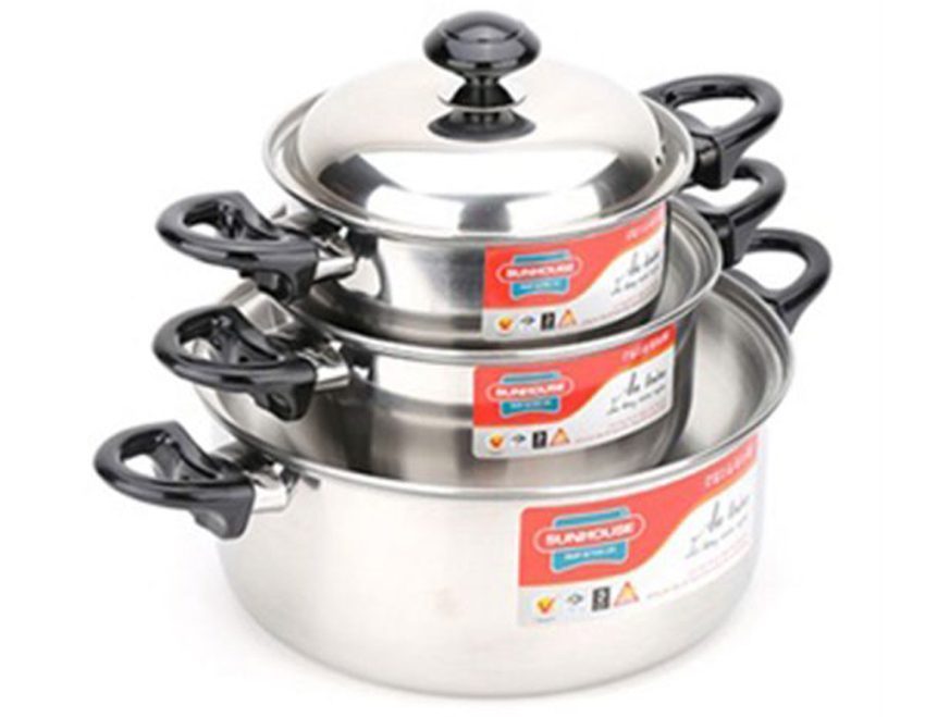 Bộ 3 nồi inox Sunhouse SH113 - Hàng chính hãng