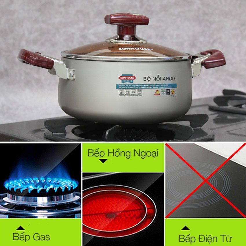 Bộ 5 nồi nhôm anod Sunhouse SH-9951 - Hàng chính hãng