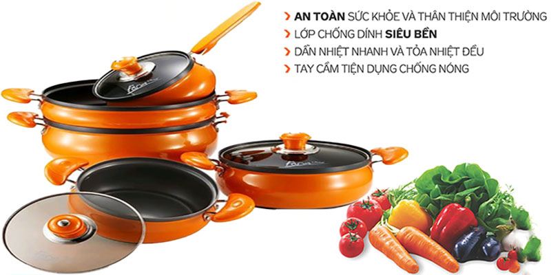 Bộ 5 nồi nhôm chống dính PoongNyun FAP(P) - Hàng chính hãng