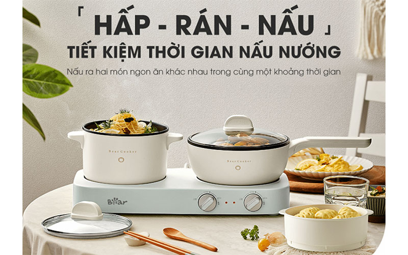 Chức năng của Bộ bếp điện đôi đa năng kèm nồi chảo Bear SB-BD02N