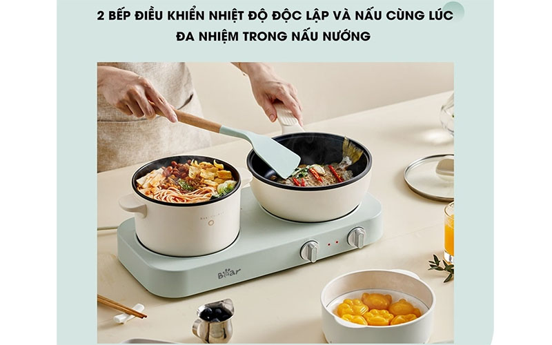 Bộ bếp điện đôi đa năng kèm nồi chảo Bear SB-BD02N