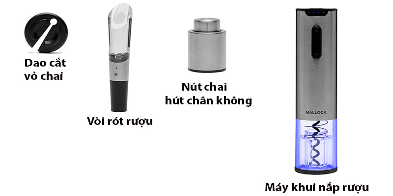 Bộ dụng cụ khui rượu Malloca MWO-KP3 - Hàng chính hãng