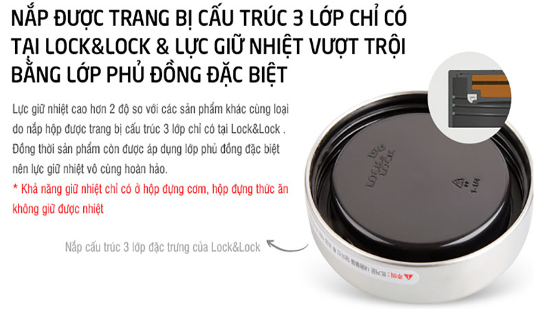 Bộ hộp cơm giữ nhiệt Lock&Lock LHC8015 - Hàng chính hãng
