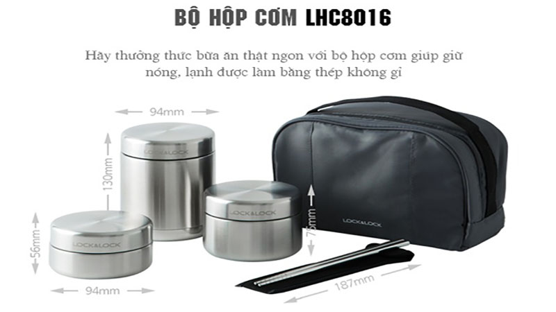 Bộ hộp cơm giữ nhiệt Lock&Lock LHC8016 - Hàng chính hãng