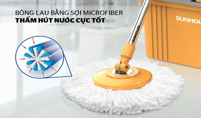 Bộ lau nhà xoay 360 độ Sunhouse KS-CL350PO - Hàng chính hãng