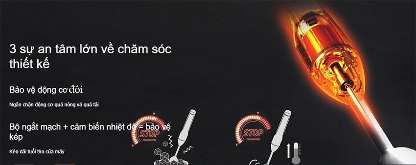 Chức năng an toàn của bộ máy xay đa năng cầm tay Panasonic MX-S401SSQ