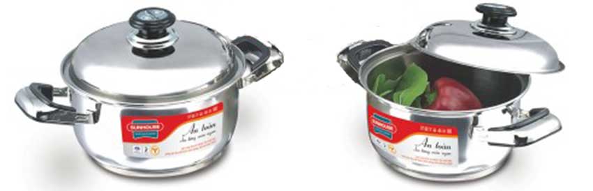 Thiết kế của bộ nồi 3 đáy Sunhouse SH666