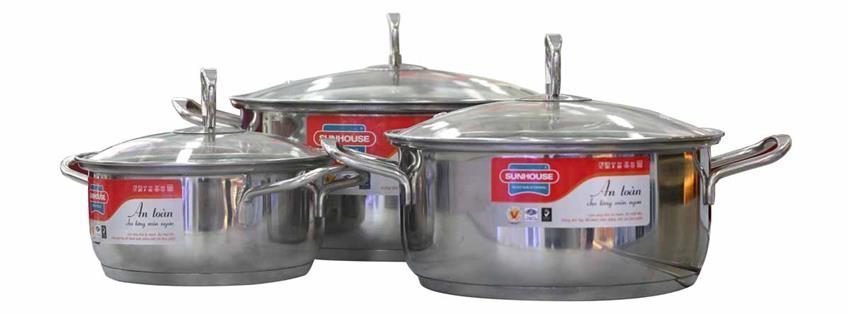 Bộ nồi 3 đáy Sunhouse SH887 - Hàng chính hãng