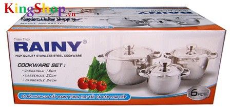 Bộ nồi inox 3 đáy cao cấp Rainy RN-06TTC thiết kế sang trọng