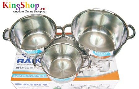 Bộ nồi inox 3 đáy cao cấp Rainy RN-06TTC nấu nhanh hơn