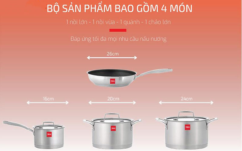 Bộ nồi 4 món Teka SS1601 - Hàng chính hãng