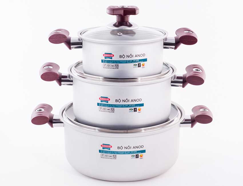 Bộ nồi Anod đáy từ Sunhouse SH5533 - Hàng chính hãng