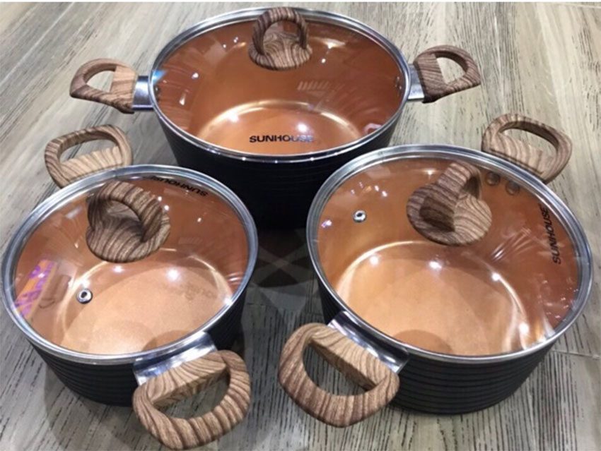 Bộ nồi Ceramic đáy từ Sunhouse SHG2003MCA - Hàng chính hãng
