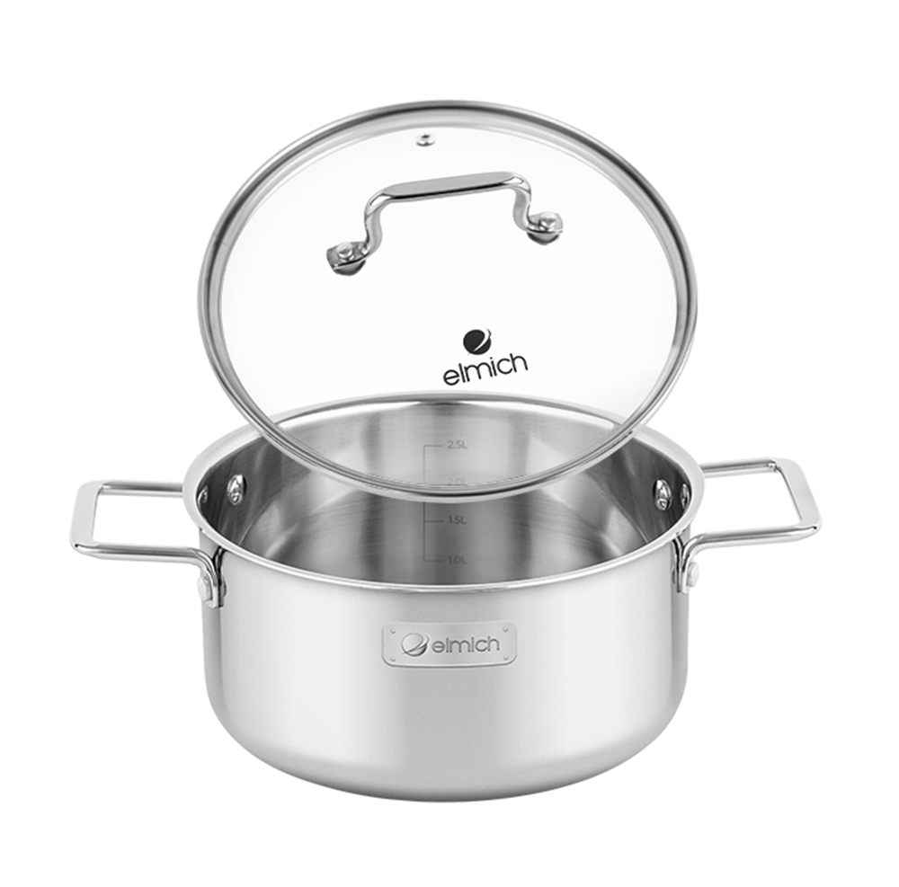 Nồi inox liền khối Elmich Trimax XR EL-3843 size 16, 20, 24cm - Hàng chính hãng