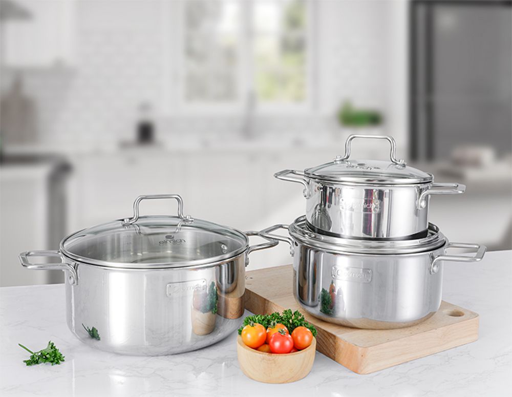 Nồi inox liền khối Elmich Trimax XR EL-3843 size 16, 20, 24cm - Hàng chính hãng