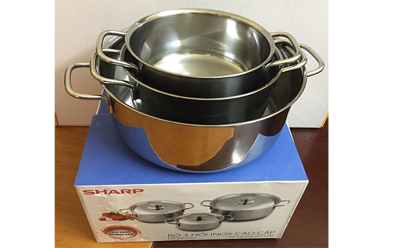 Bộ nồi Inox 3 món Sharp PR-HECS1 - Hàng chính hãng