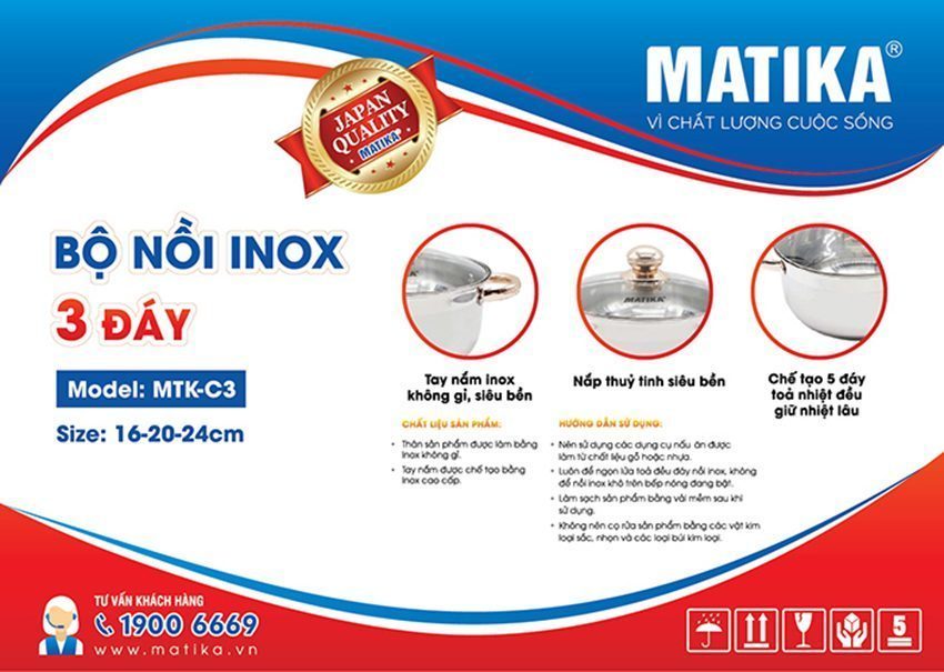Nồi inox Matika MTK-C3 - Hàng chính hãng