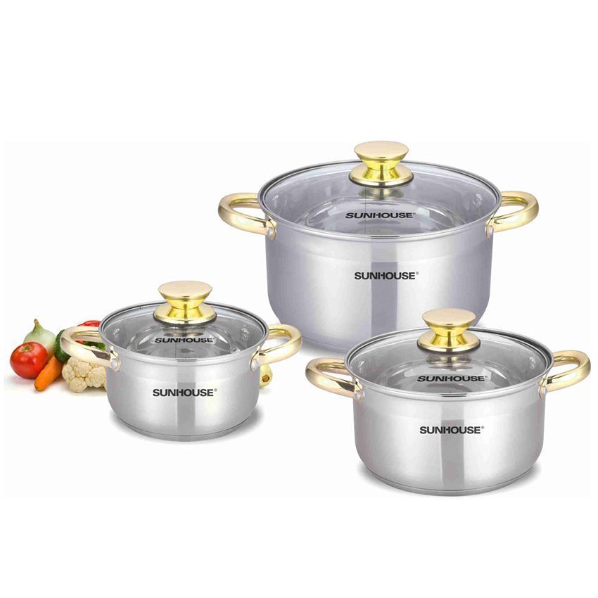 Bộ nồi Inox 5 đáy Sunhouse SH781 - Hàng chính hãng