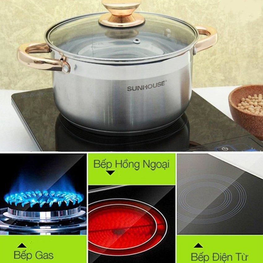 Bộ nồi Inox 5 đáy Sunhouse SH781 - Hàng chính hãng